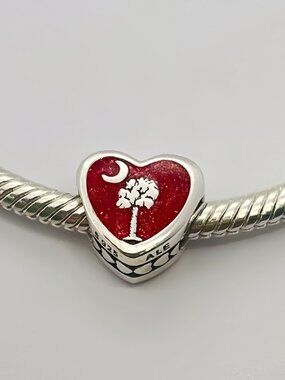 Pandora Charleston SC Exclusive Dangle Charm outh Carolina Flag Pendant S925